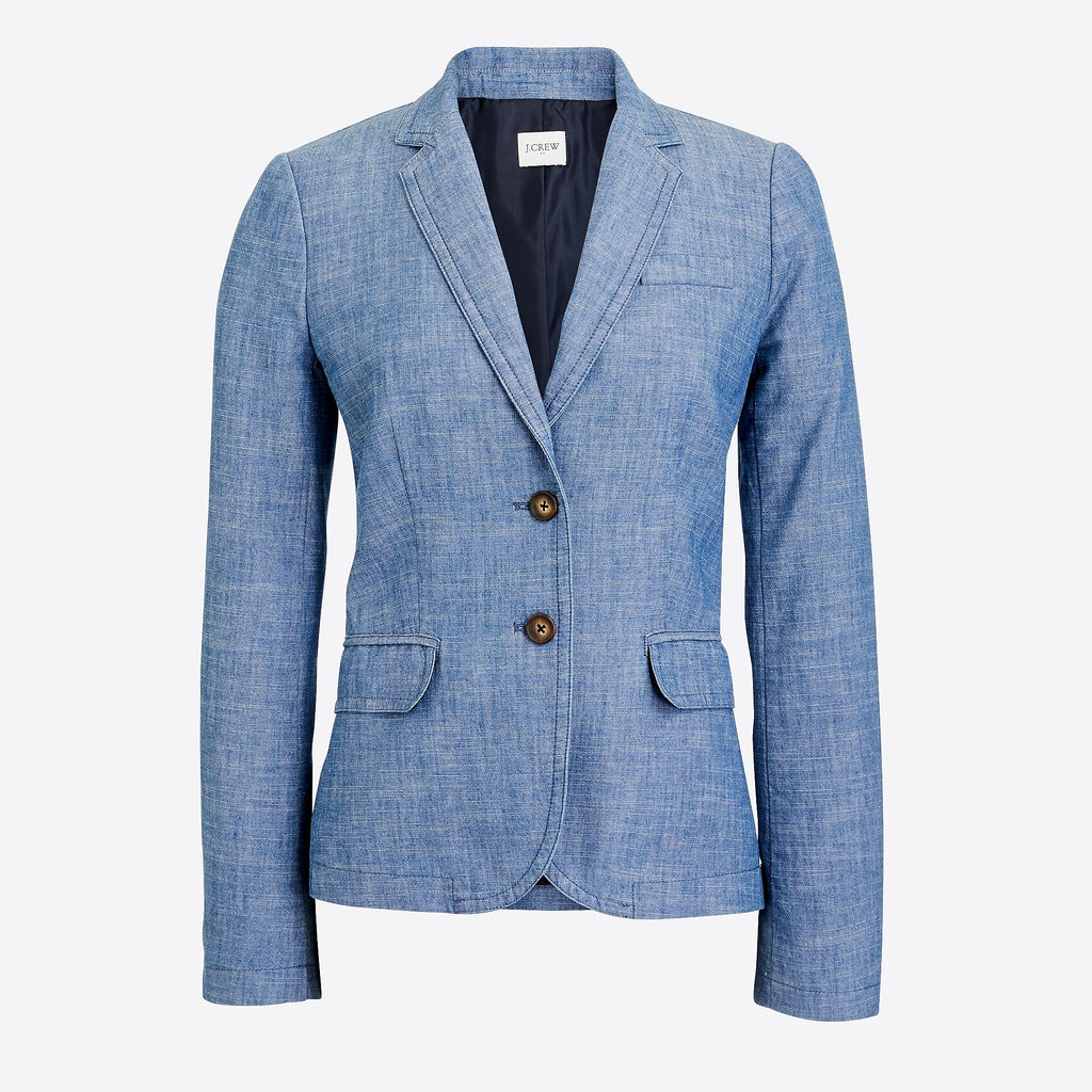 J. Crew 365 Women's Blue & White Striped Seersucker Blazer Jacket