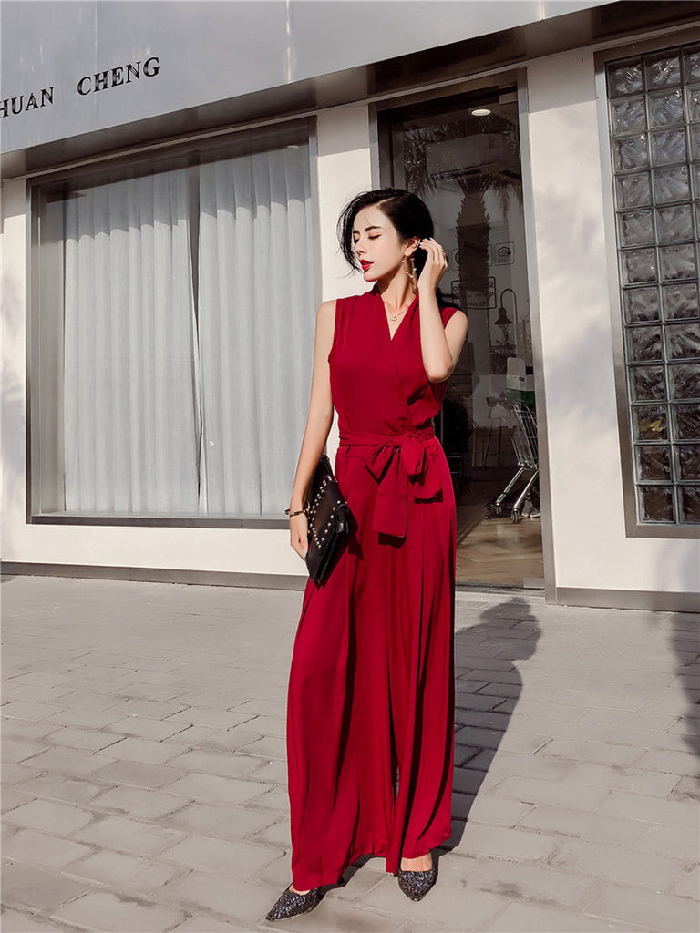 Dressy Red Jumpsuit - Dress for the Wedding