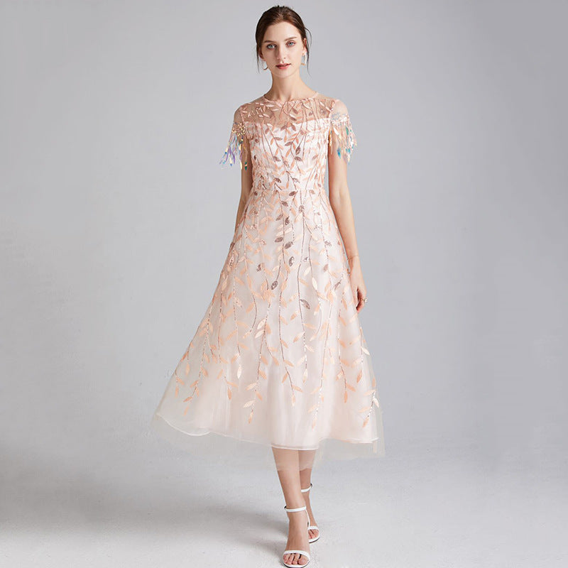 Tulle midi outlet dress embroidered