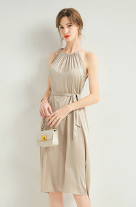 100% Silk halter neck womens dress