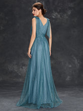 New design mesh sequin Ladies  elegant deep V edge Bridesmaid dress