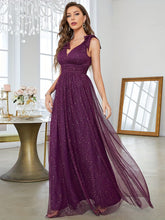 New design mesh sequin Ladies  elegant deep V edge Bridesmaid dress