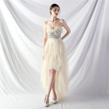 Handmade ostrich hair positioning flower beads mesh wedding banquet party dress