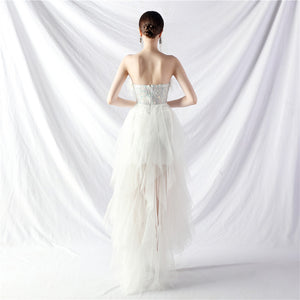 Handmade ostrich hair positioning flower beads mesh wedding banquet party dress