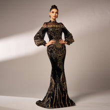 Long Sleeve Mermaid Sequin Elegant Evening Dress