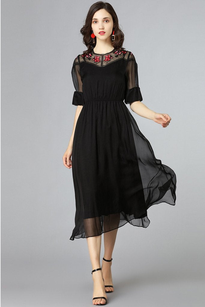 Silk peasant outlet dress